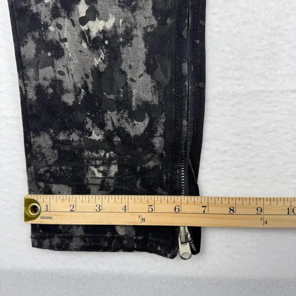 NWT MNML Men's 38x33 Slim Black Distressed Painted Stretch Zip Ankle Denim Jeans - Picture 9 of 11